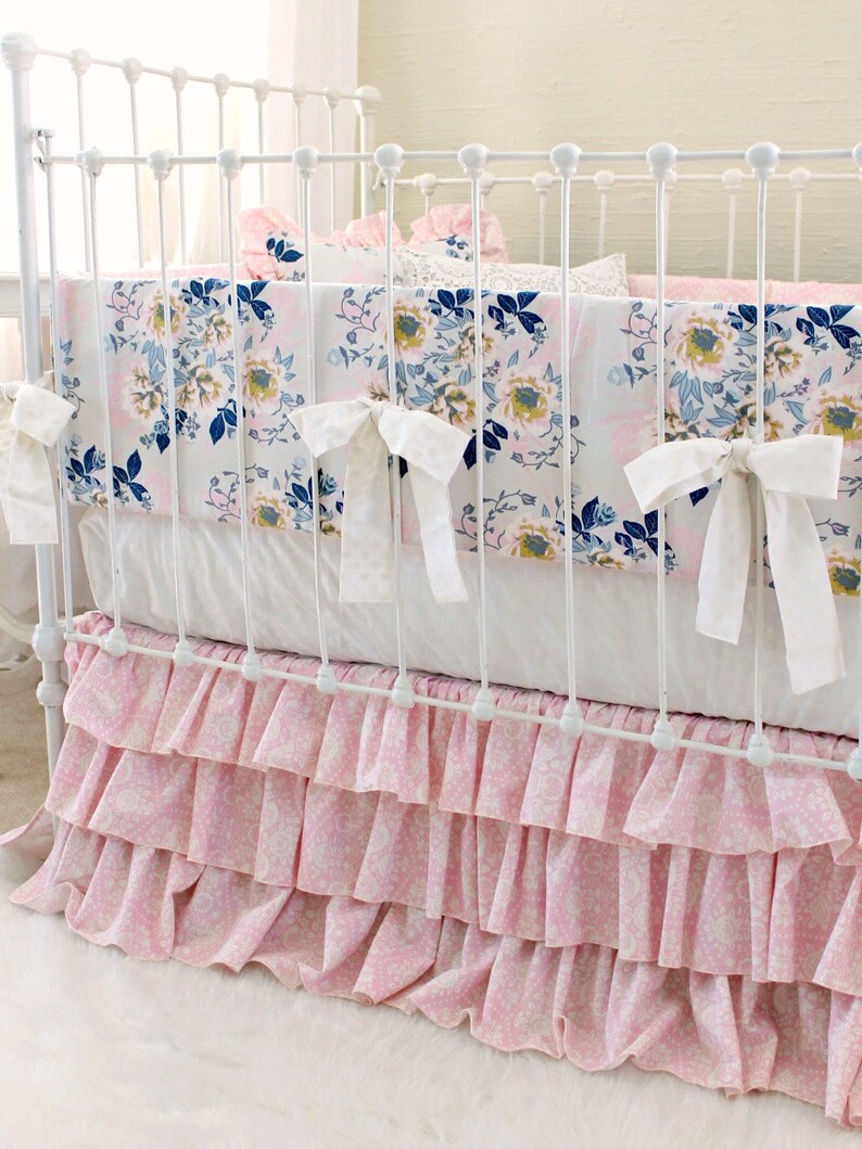 Baby Girls Pink and Gray Crib Bedding Ethereal Lullaby Etsy