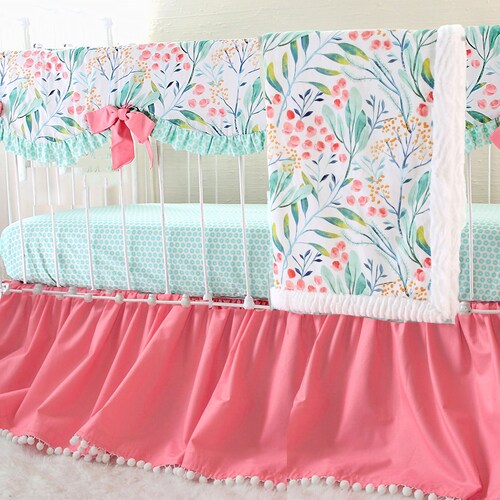 Bright and Beautiful Watercolor Floral Baby Crib Bedding Etsy