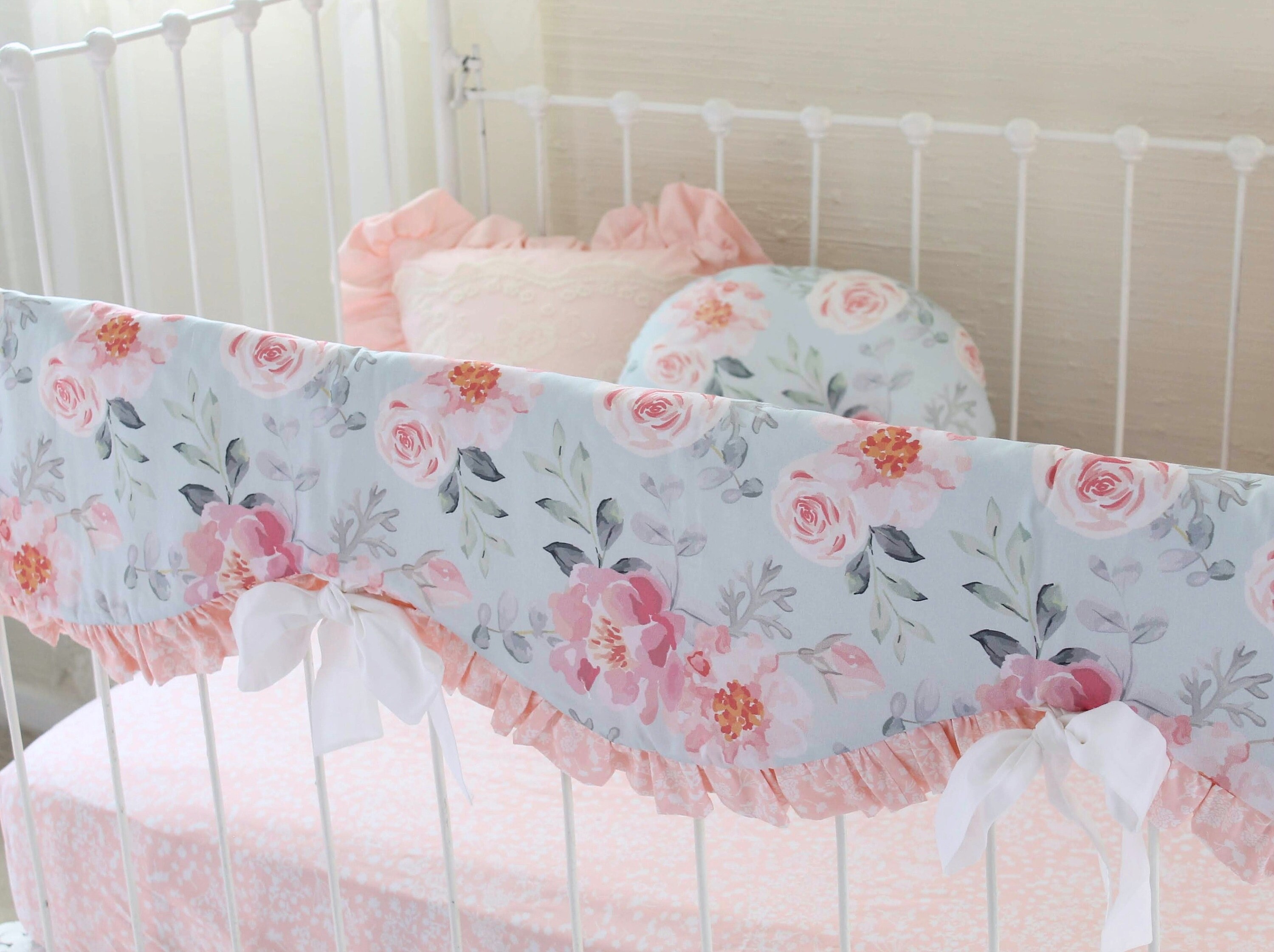 Vintage Floral Crib Bedding Set Romantic Blooms Baby Girl Etsy