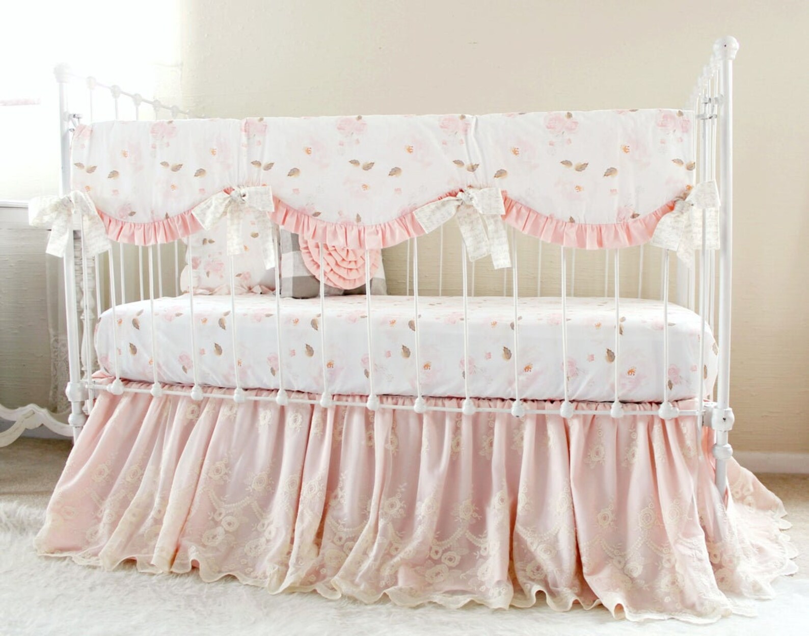 Girl Crib Bedding Farmhouse Floral Nursery Rustic Baby Etsy