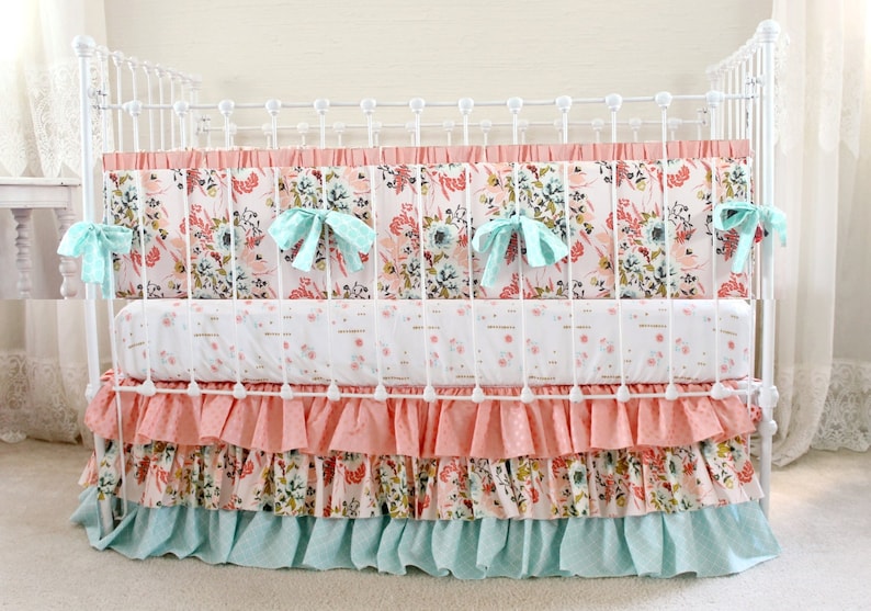 coral ruffle crib skirt