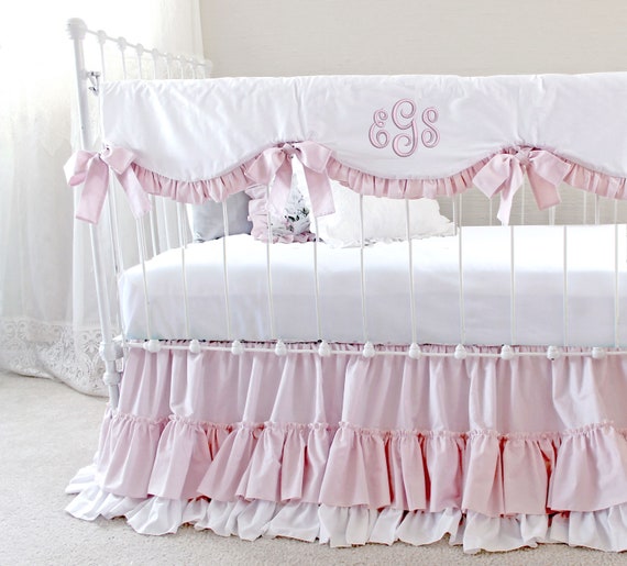 pink crib bed skirt