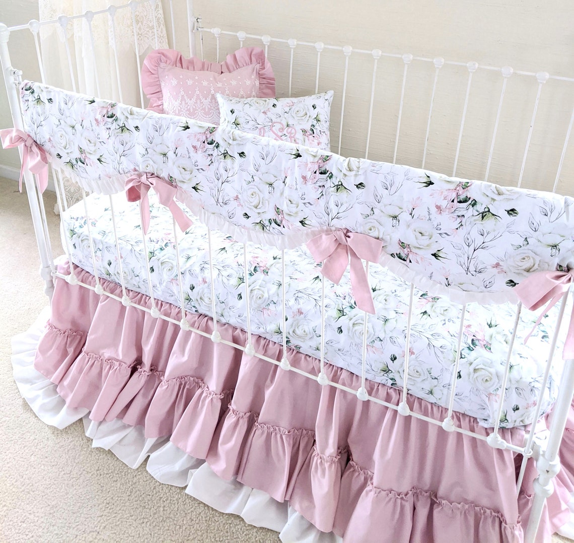 Dusty Pink Crib Bedding Set for Girls Solid Baby Bedding Crib Etsy