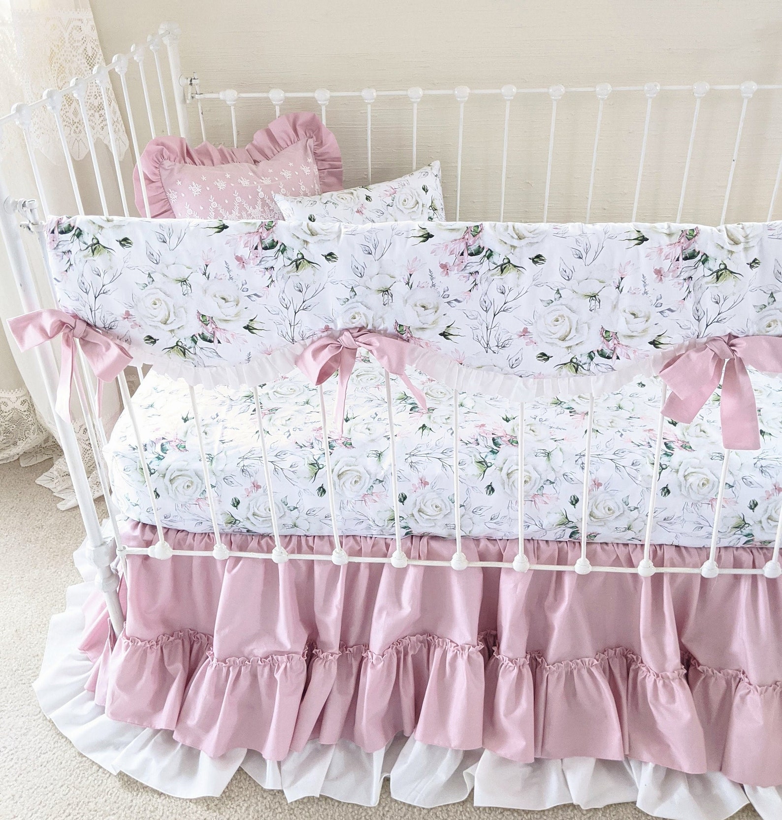 Dusty Pink Crib Bedding Set for Girls Solid Baby Bedding Crib Etsy