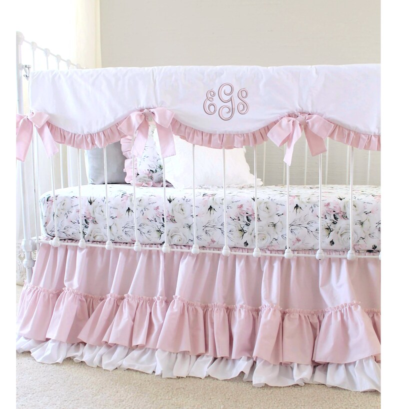 Mauve Pink and White Crib Bedding Set for Girls Dusty Rose Etsy