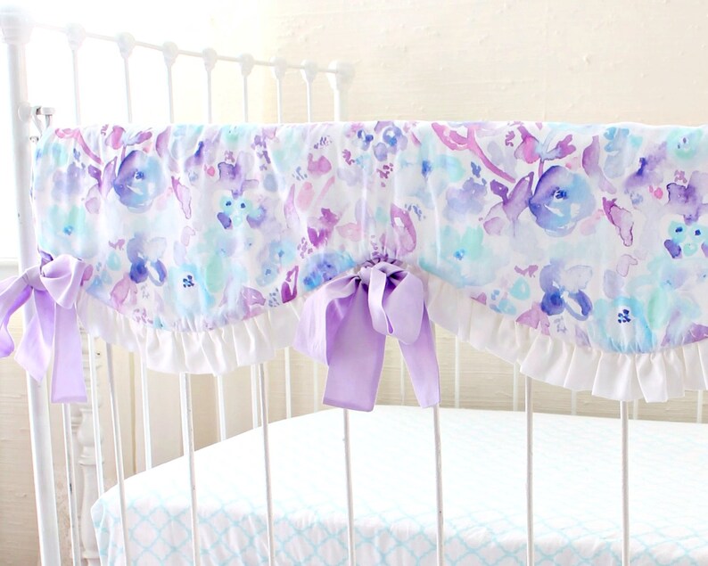Crib Rail Cover Girl In Purple Watercolor Fl Ocean Dreams