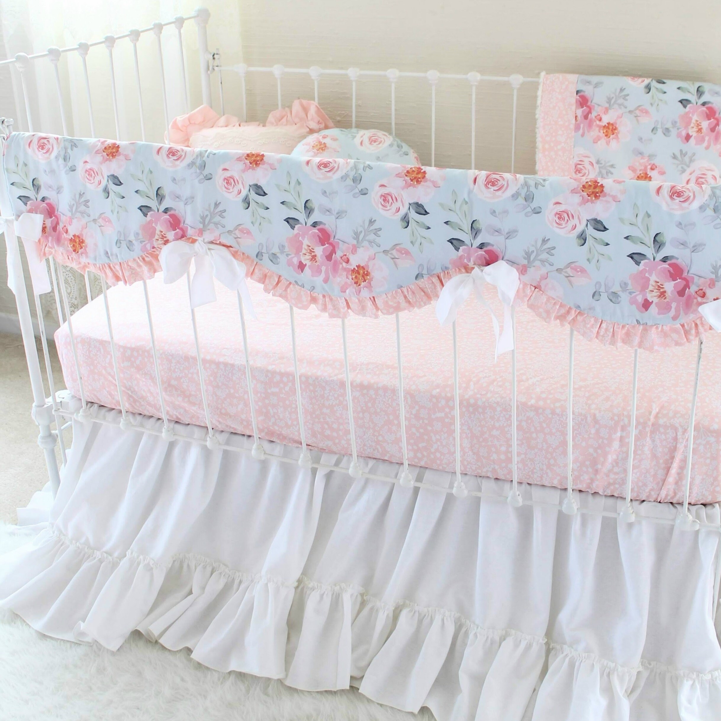Vintage Floral Crib Bedding Set Romantic Blooms Baby Girl Etsy