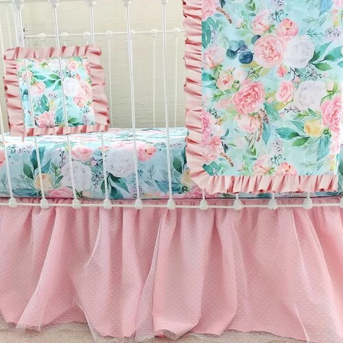 Baby Girl Bedding Set Ellisyn Girl Crib Bedding Pink and Etsy