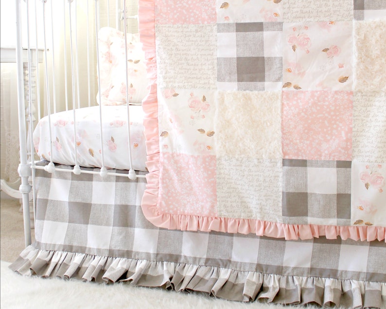 Girl Crib Bedding Farmhouse Floral Nursery Rustic Baby Etsy