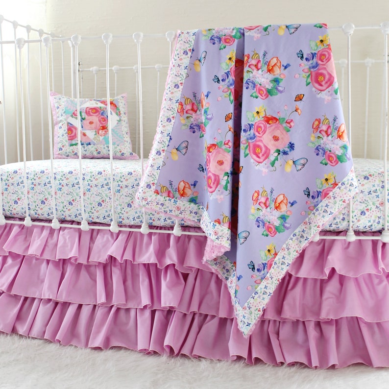 Floral Baby Blanket Crib Set Purple Crib Bedding Set for Etsy