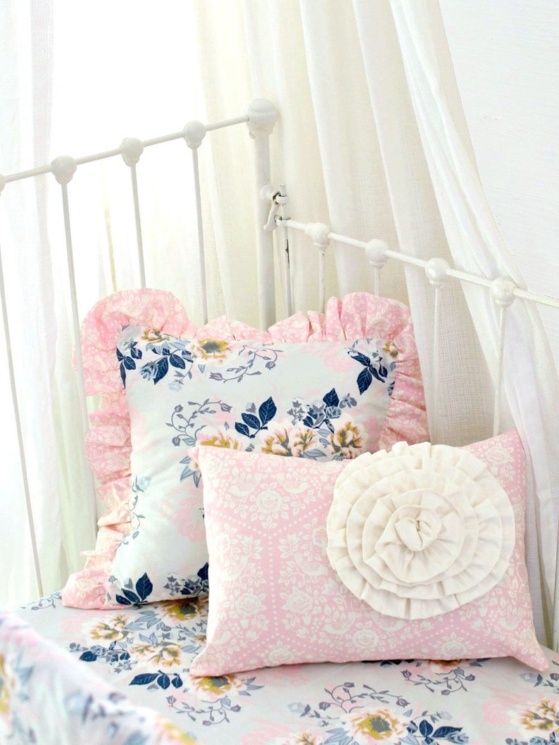 Baby Girls Pink and Gray Crib Bedding Ethereal Lullaby Etsy