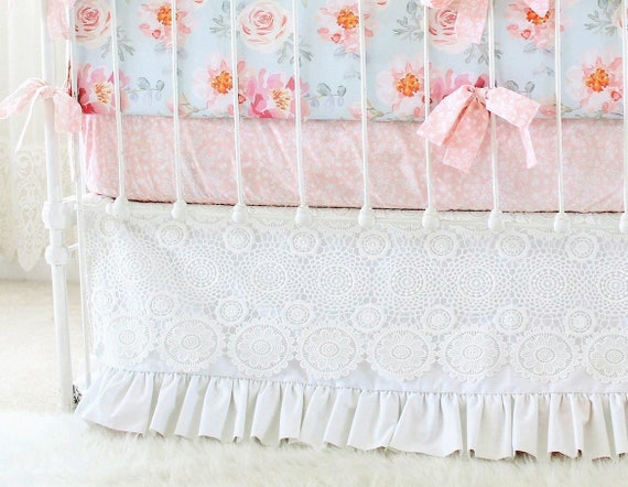 white lace crib skirt