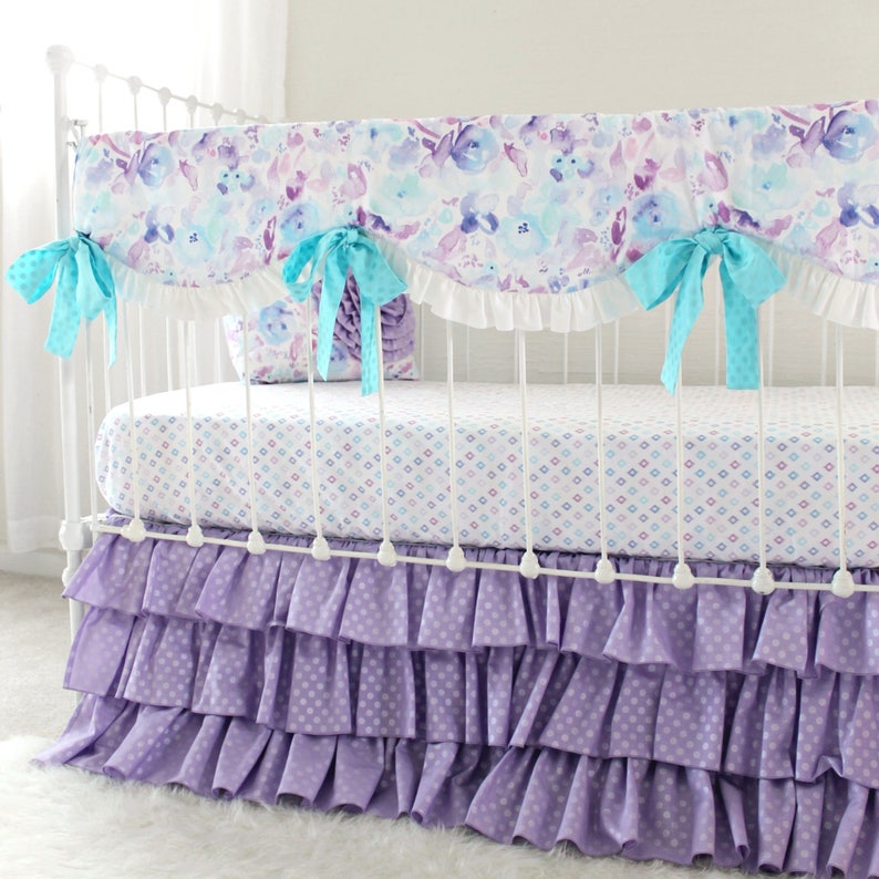 Purple Crib Bedding Girls Custom Bedding Set Purple Etsy