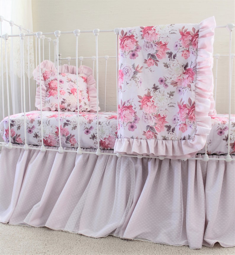 Wisteria Roses Crib Rail Cover Dusty Pink Crib Bedding Girl Etsy
