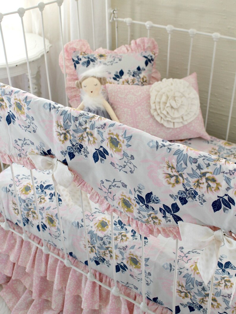 Baby Girls Pink and Gray Crib Bedding Ethereal Lullaby Etsy