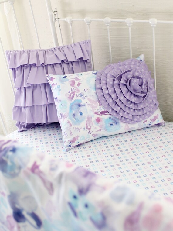 Baby Girl Crib Bedding Set In Lilac Purple Aqua Watercolor - Ocean Dreams Baby Bedding Baby Girl Crib Bedding Set In Lilac Purple Aqua Watercolor - Ocean Dreams Baby Bedding