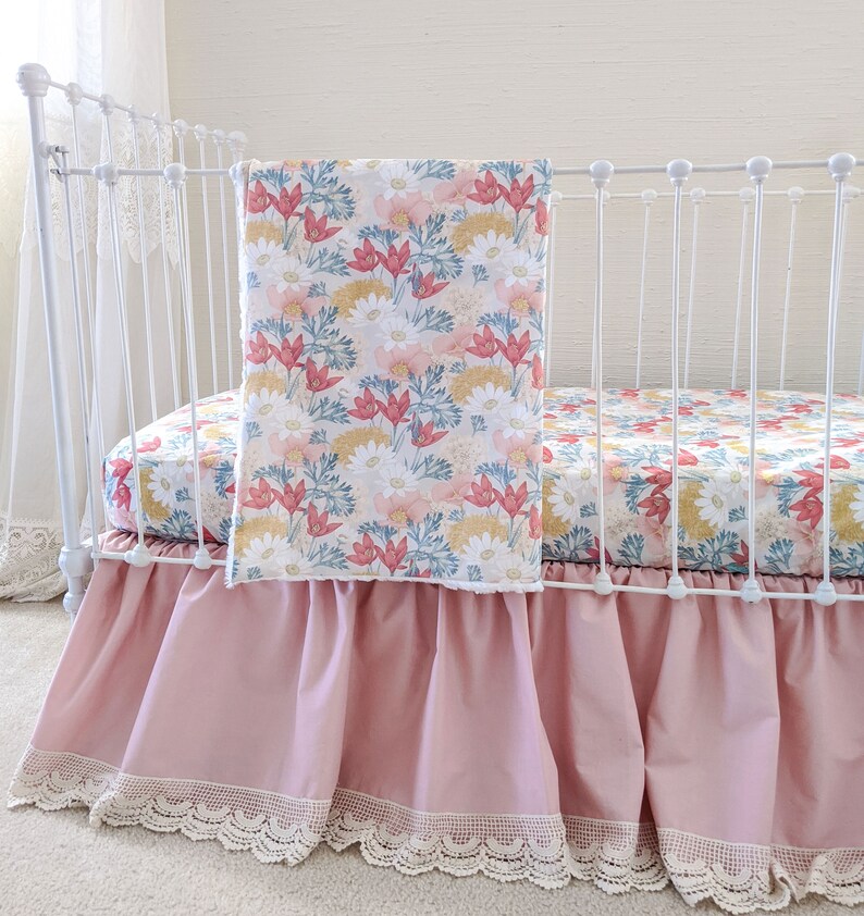 Vintage Floral Baby Girl Crib Bedding in Mustard and Dusty Etsy