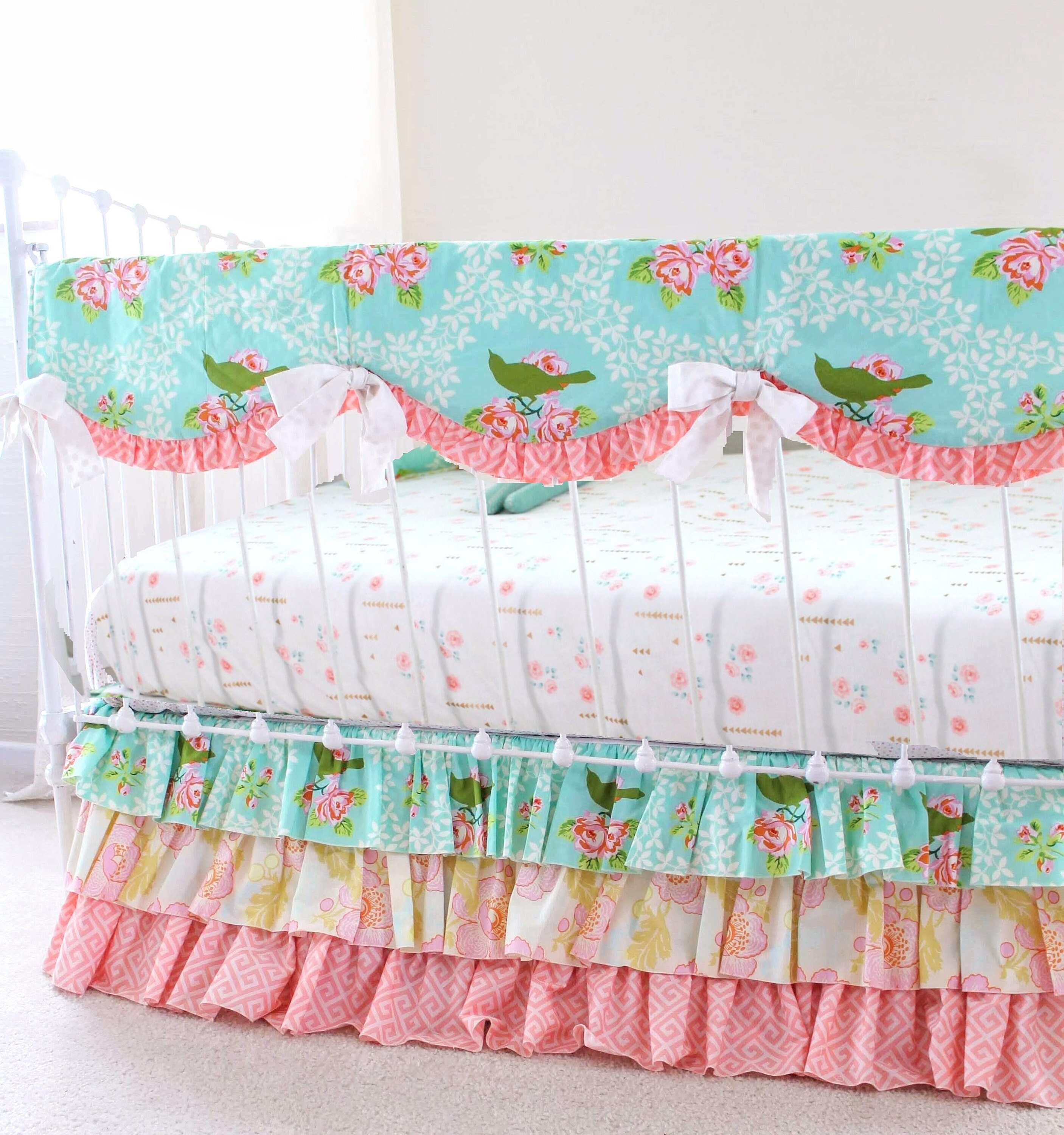 Sale Baby Girl Crib Bedding 3 5pc Floral Crib Set Vintage Etsy