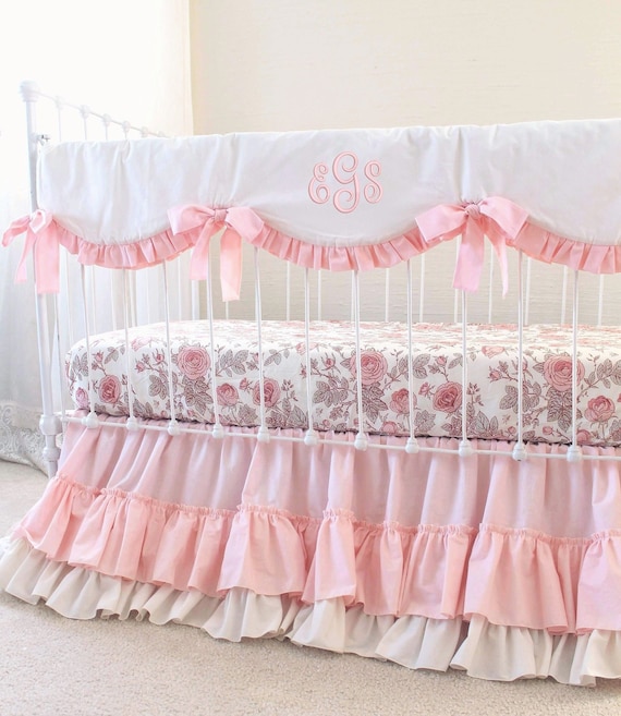 blush ruffle crib skirt