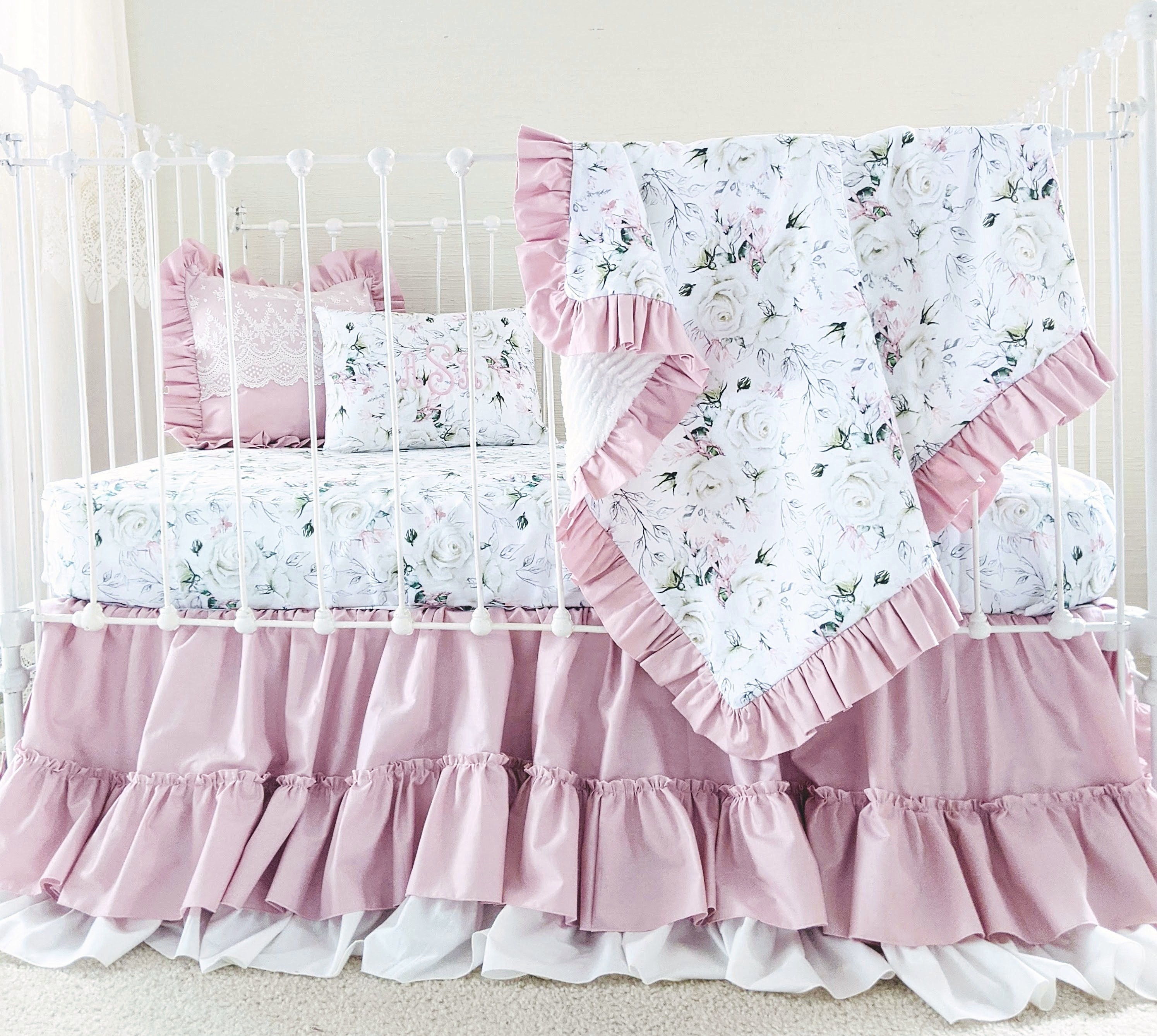 Dusty Pink Crib Bedding Set for Girls Solid Baby Bedding Crib Etsy