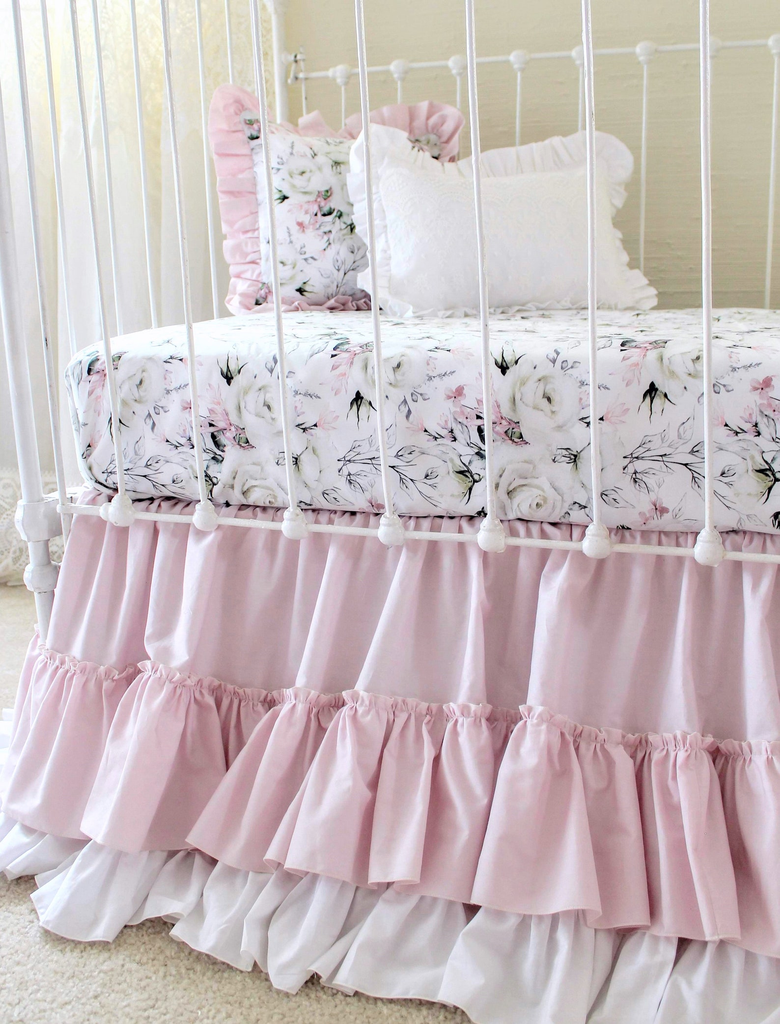 Dusty Pink Crib Bedding Set for Girls Solid Baby Bedding Crib Etsy