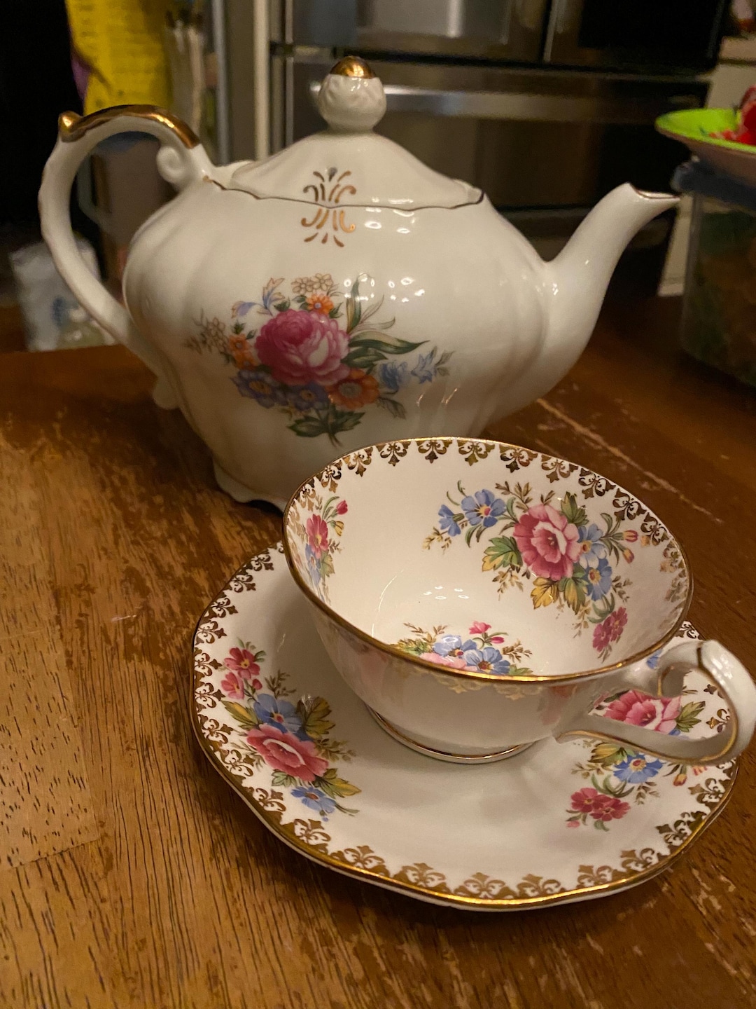 Vintage Musical Tea Pot With Matching Tea Cup and Saucer From Japan ...