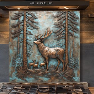 Deer Kitchen Backsplash: Tempered Glass Stove Splashback