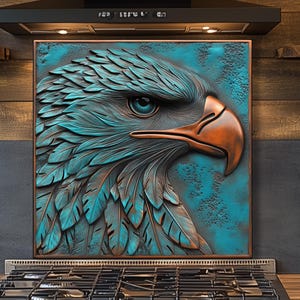 Teal Eagle härdat glas köksbakstänkskydd: Värme- och splitterbeständig bild 1