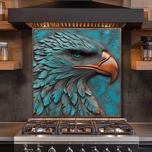 Teal Eagle härdat glas köksbakstänkskydd: Värme- och splitterbeständig bild 4