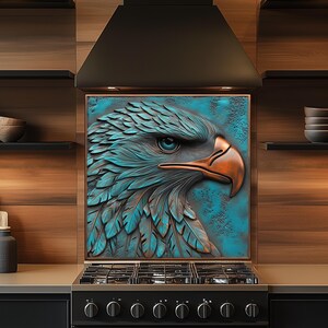 Teal Eagle härdat glas köksbakstänkskydd: Värme- och splitterbeständig bild 3