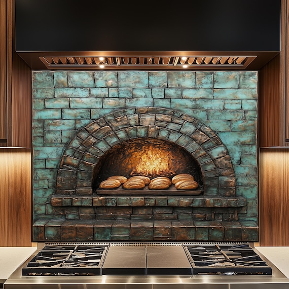 Rustic Brick Oven Tempered Glass Backsplash: Heat & Shatter Resistant