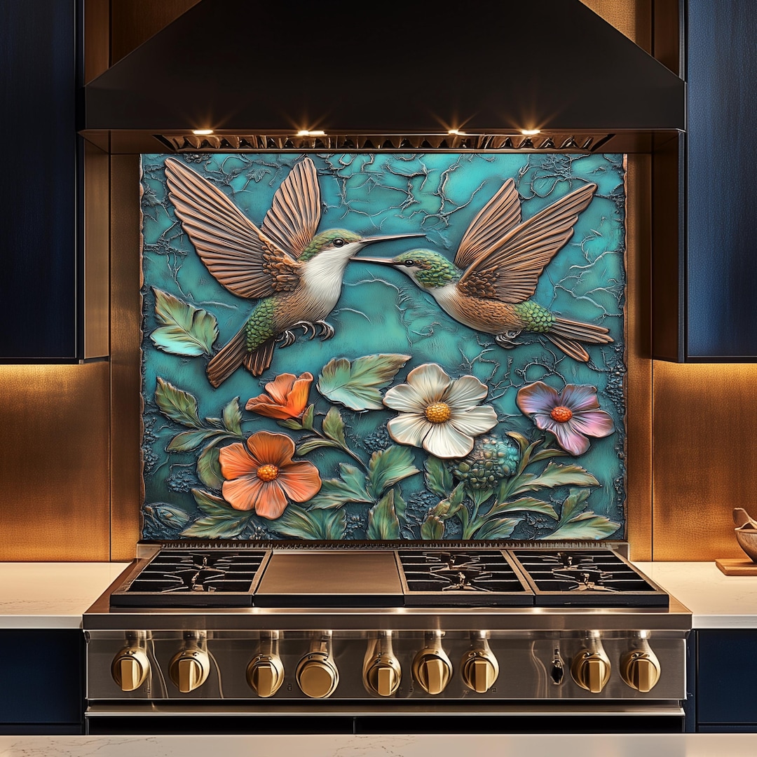 Hummingbird Kitchen Backsplash: Tempered Glass, Heat Resistant, UV ...