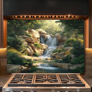 Waterfall Tempered Glass Kitchen Backsplash: Heat & Shatter Resistant image 7