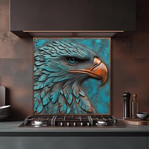 Teal Eagle härdat glas köksbakstänkskydd: Värme- och splitterbeständig bild 2