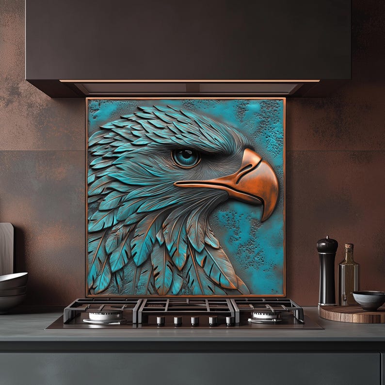 Teal Eagle härdat glas köksbakstänkskydd: Värme- och splitterbeständig bild 2
