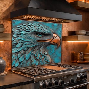 Teal Eagle härdat glas köksbakstänkskydd: Värme- och splitterbeständig bild 5