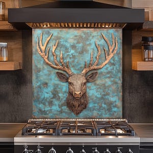 Deer Head Tempered Glass Kitchen Backsplash: Heat & Shatter Resistant