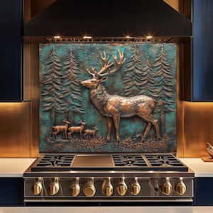 Deer Forest Kitchen Backsplash: Tempered Glass, Heat Resistant