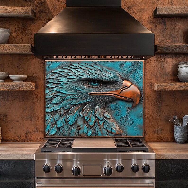 Teal Eagle härdat glas köksbakstänkskydd: Värme- och splitterbeständig bild 8