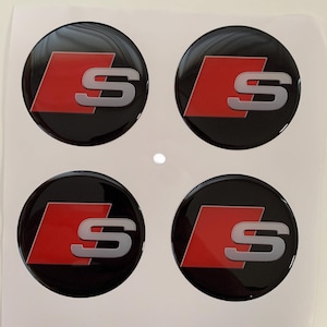 Emblema di tuning a superficie piatta con stampa 3D S line, adesivo a cupola in resina epossidica, 4 loghi di tutte le dimensioni per coprimozzi centrali delle ruote, laptop, telefono