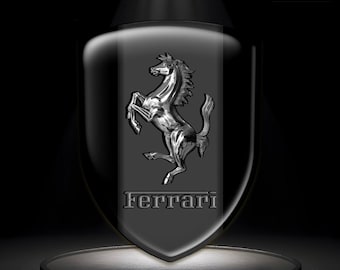 Ferrari 3D Print Flat Surface Tuning Emblem, Epoxy Resin Dome Sticker, All sizes Logo for interior, Exterior, Tuning, Laptop, Phone, Glass