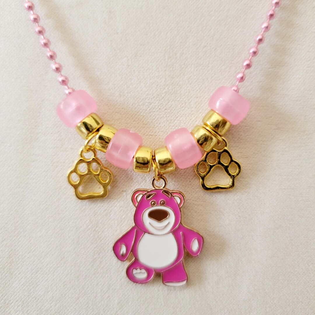 Lots O' Huggin' Bear Necklace: Pink Ball Chain, Glow in the Dark Beads ...