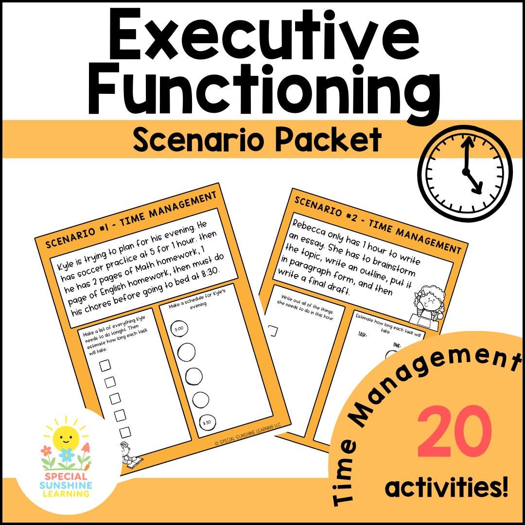 Executive Functioning Skills: "time Management" Scenarios & Activities ...