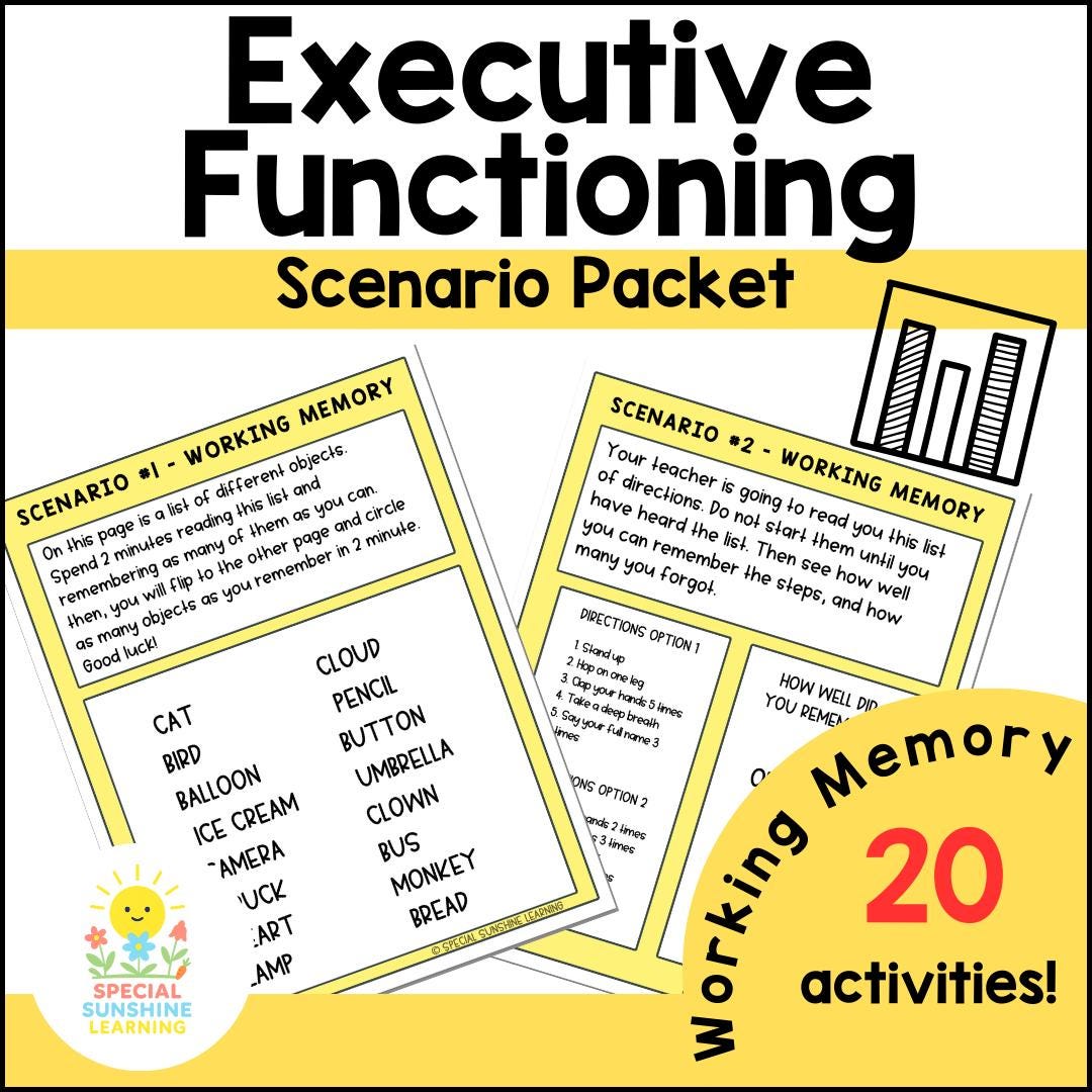 Executive Functioning Skills: "working Memory" Scenarios & Activities ...