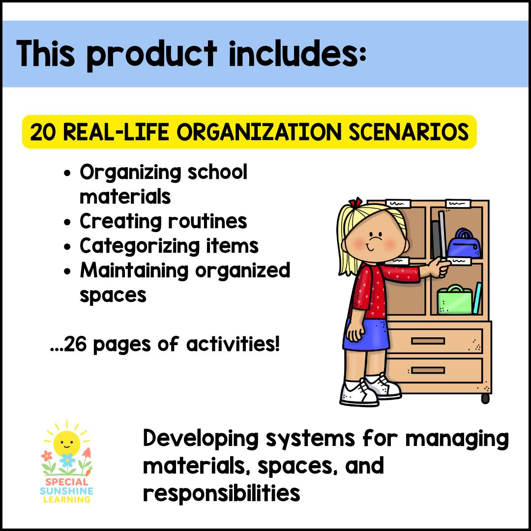Executive Functioning Skills: "organization" Scenarios & Activities - Etsy