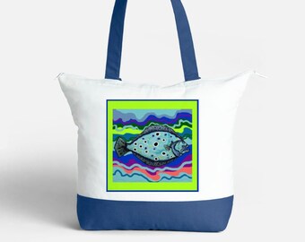 Zippered Tote Bag- Flounder