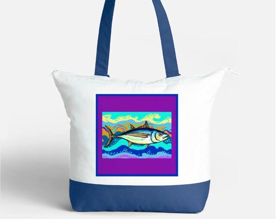 Zippered Tote Bag - Albacore Tuna (Purple)