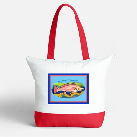 Zippered Tote Bag- Red Drum