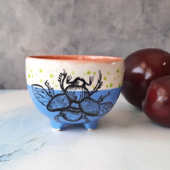 BUG OUT WARE Footed Teacup:  Wondrous Winged Beetle #3