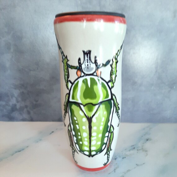 BUG OUT WARE Travel Mug with Lid: Great Green Beetle